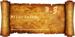 Milin Zoltán névjegykártya